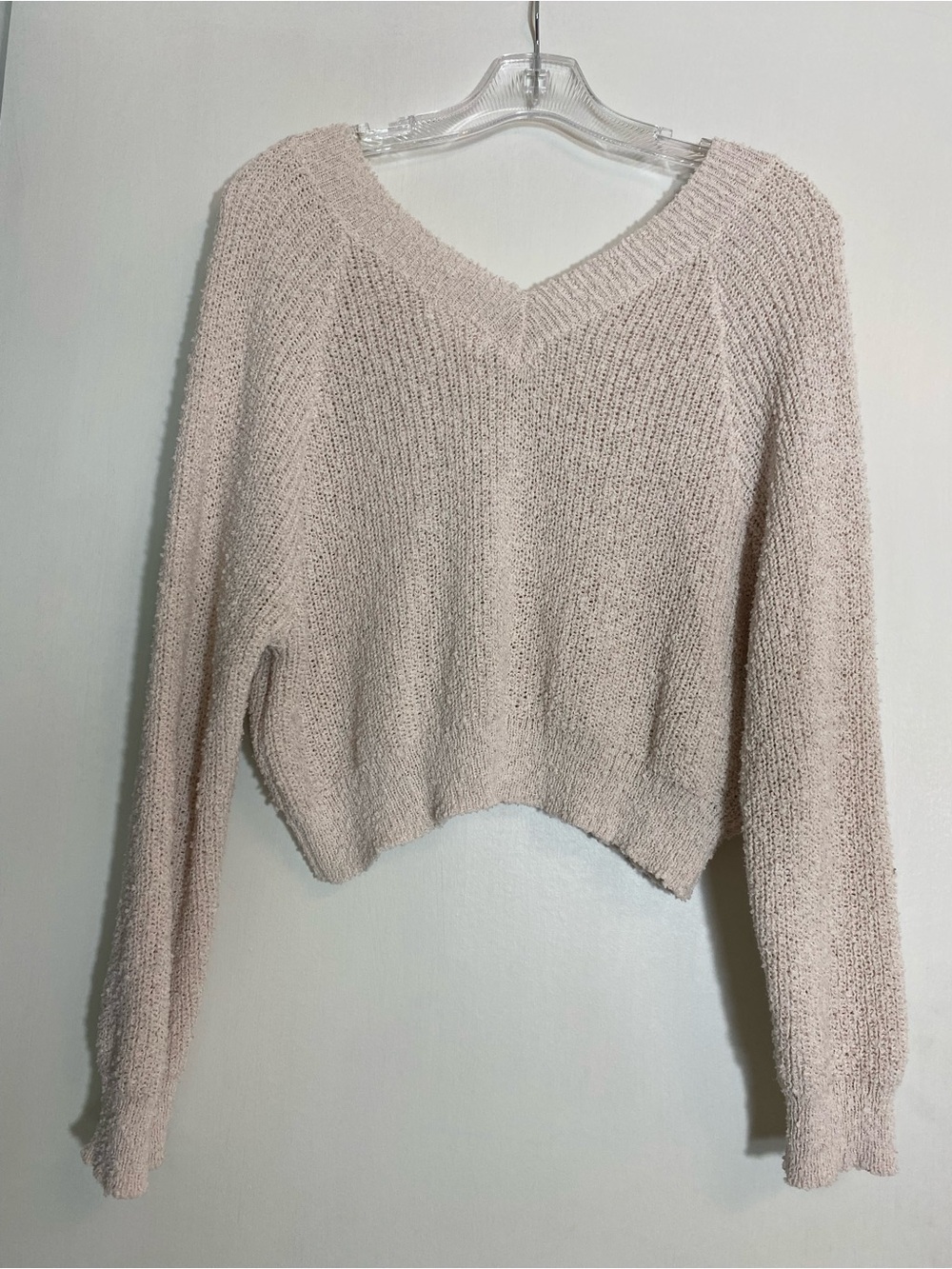 Altar'd State Creamy Beige V-Neck Cropped Knit Sweater Size S - Picture 2 of 8